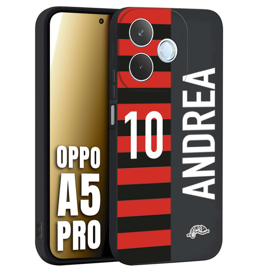 CUSTOMIZZA - Custodia cover nera morbida in tpu compatibile per Oppo A5 PRO personalizzata calcio football nome e numero calciatori rossonera