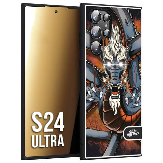 CUSTOMIZZA - Custodia cover nera morbida in tpu compatibile per Samsung S24 ULTRA drago giapponese tattoo japan dragon