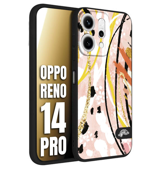 CUSTOMIZZA - Custodia cover nera morbida in tpu compatibile per Oppo Reno 14 PRO fiori astratti donna zebrato leopardato fantasia dorata gialla rosa colorata