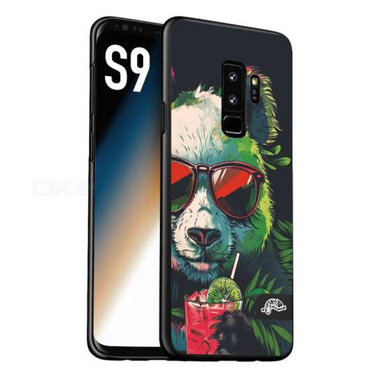 CUSTOMIZZA - Custodia cover nera morbida in tpu compatibile per Samsung S9 estate disegnata cocktails animali simpatici panda mojito