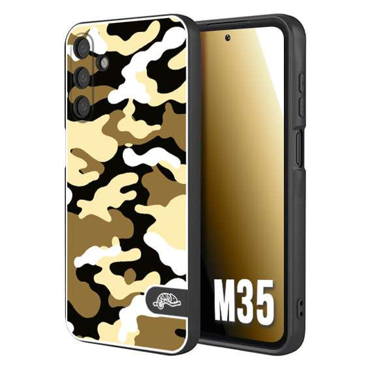 CUSTOMIZZA - Custodia cover nera morbida in tpu compatibile per Samsung M35 camouflage mimetico militare giallo desert brown