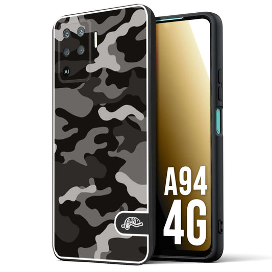 CUSTOMIZZA - Custodia cover nera morbida in tpu compatibile per Oppo A94 4G camouflage mimetico militare nero black grigio