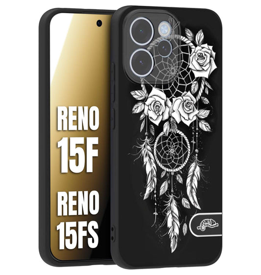 CUSTOMIZZA - Custodia cover nera morbida in tpu compatibile per Oppo Reno 15 F - Reno 15 FS acchiappasogni dreamcatcher black and white bianco a rilievo disegnato tattoo tatuaggio