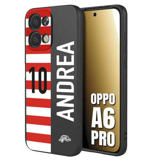 CUSTOMIZZA - Custodia cover nera morbida in tpu compatibile per Oppo A6 PRO personalizzata calcio football nome e numero calciatori bianco rossa