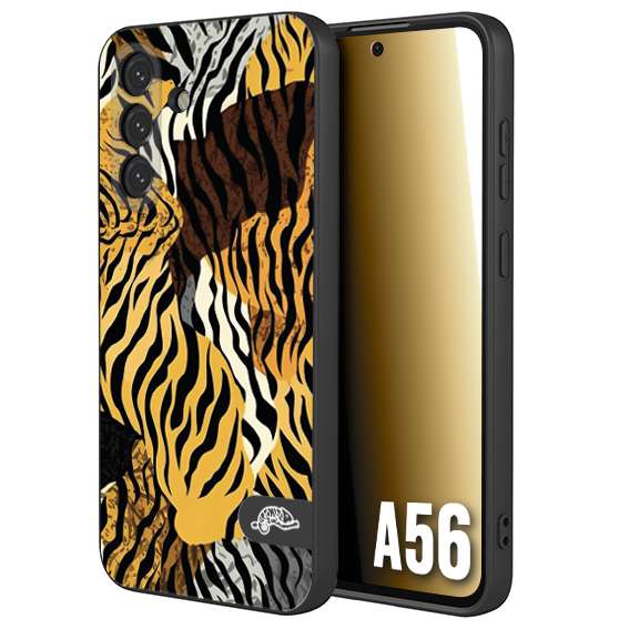 CUSTOMIZZA - Custodia cover nera morbida in tpu compatibile per Samsung A56 5G leopardato tigrato tiger colorata donna fashion estate