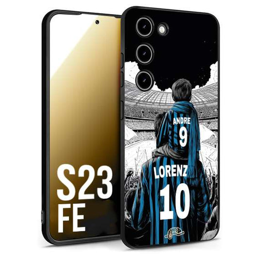 CUSTOMIZZA - Custodia cover nera morbida in tpu compatibile per Samsung S23 FE personalizzata calcio football padre e figlio calciatori nerazzurra