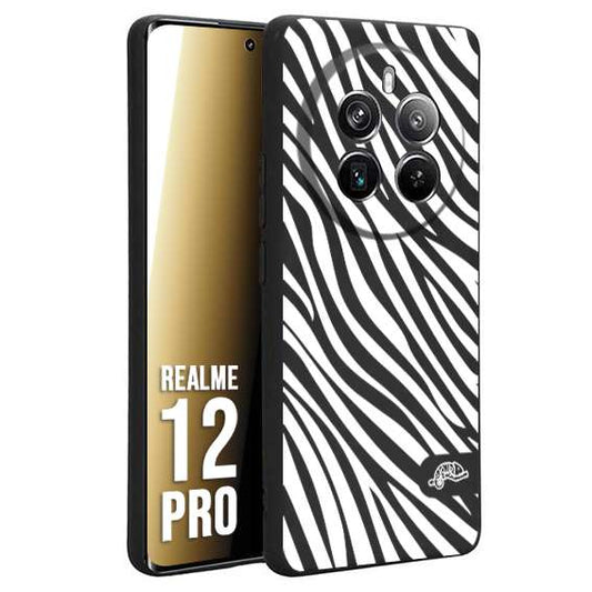 CUSTOMIZZA - Custodia cover nera morbida in tpu compatibile per Realme 12 PRO zebrata maculata a rilievo soft touch donna bianca
