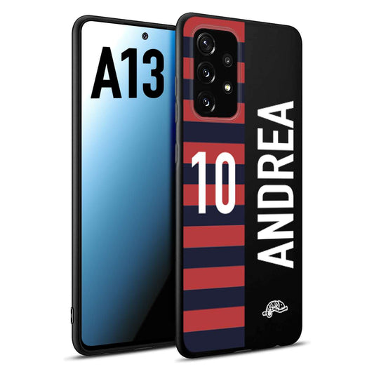 CUSTOMIZZA - Custodia cover nera morbida in tpu compatibile per Samsung A13 personalizzata calcio football nome e numero calciatori rossoblu