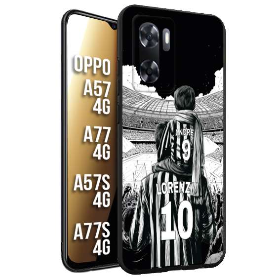 CUSTOMIZZA - Custodia cover nera morbida in tpu compatibile per Oppo A57 - A77 - A57S - A77S (4G) personalizzata calcio football nome e numero calciatori bianconeri bianca e nera