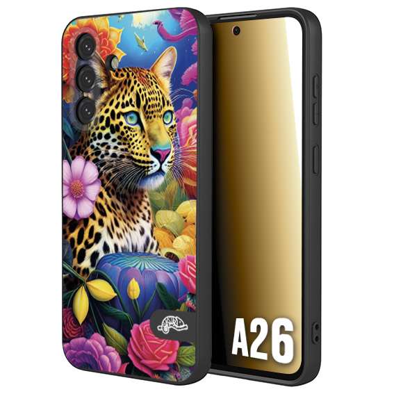 CUSTOMIZZA - Custodia cover nera morbida in tpu compatibile per Samsung A26 astratti donna flower fantasia leopardo ghepardo animali colorati