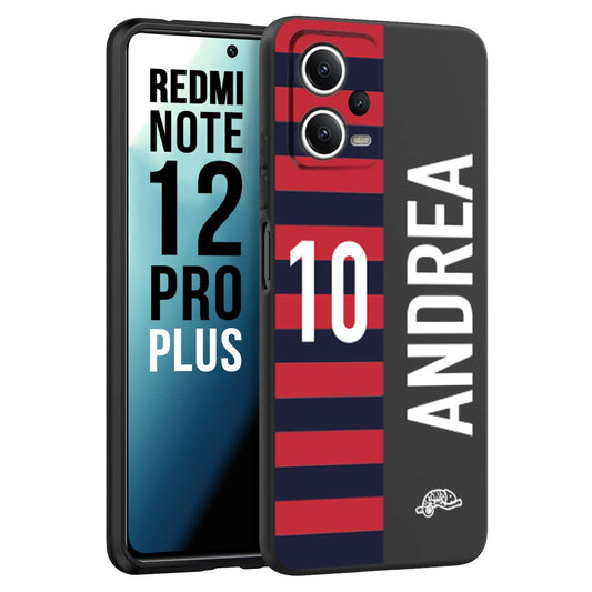 CUSTOMIZZA - Custodia cover nera morbida in tpu compatibile per Xiaomi Redmi Note 12 PRO PLUS personalizzata calcio football nome e numero calciatori rossoblu