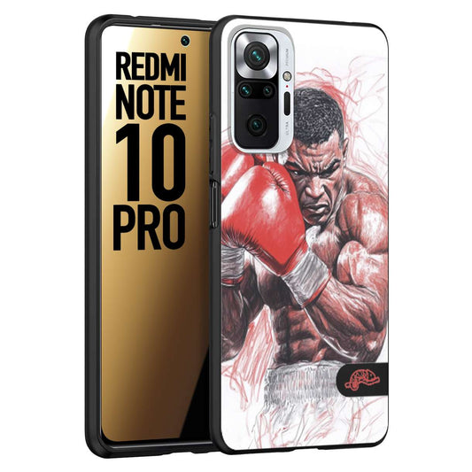CUSTOMIZZA - Custodia cover nera morbida in tpu compatibile per Xiaomi Redmi Note 10 PRO pugilato pugili disegno tattoo guantoni boxer pesi massimi iron mike