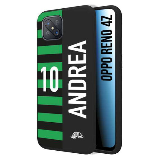 CUSTOMIZZA - Custodia cover nera morbida in tpu compatibile per Oppo Reno 4Z personalizzata calcio football nome e numero calciatori neroverde