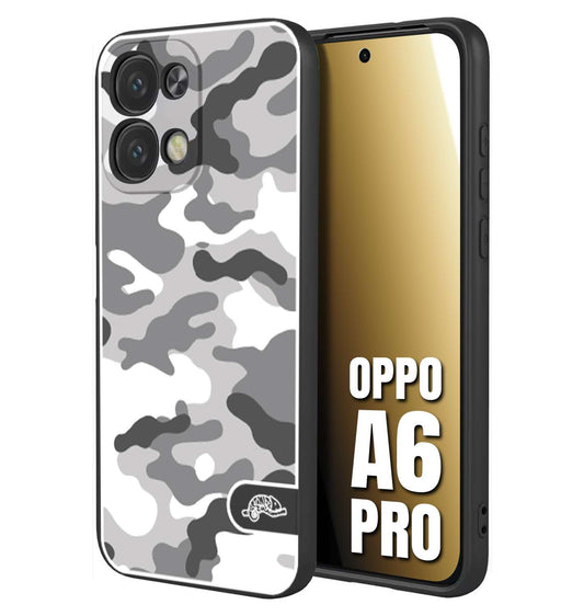 CUSTOMIZZA - Custodia cover nera morbida in tpu compatibile per Oppo A6 PRO camouflage mimetico militare bianco white