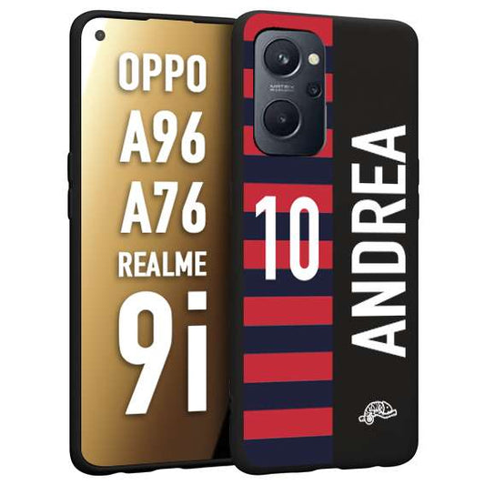 CUSTOMIZZA - Custodia cover nera morbida in tpu compatibile per Oppo Realme 9i - A96 - A76 personalizzata calcio football nome e numero calciatori rossoblu