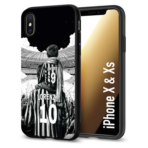 CUSTOMIZZA - Custodia cover nera morbida in tpu compatibile per iPhone X - Xs personalizzata calcio football nome e numero calciatori bianconeri bianca e nera