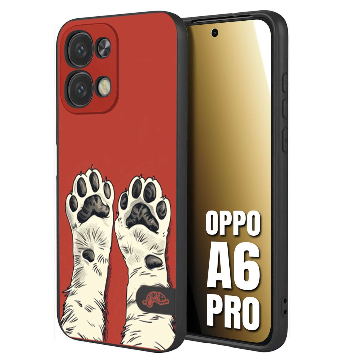 CUSTOMIZZA - Custodia cover nera morbida in tpu compatibile per Oppo A6 PRO zampe di gatto cat paws rossa red disegnata fumetto cartoon