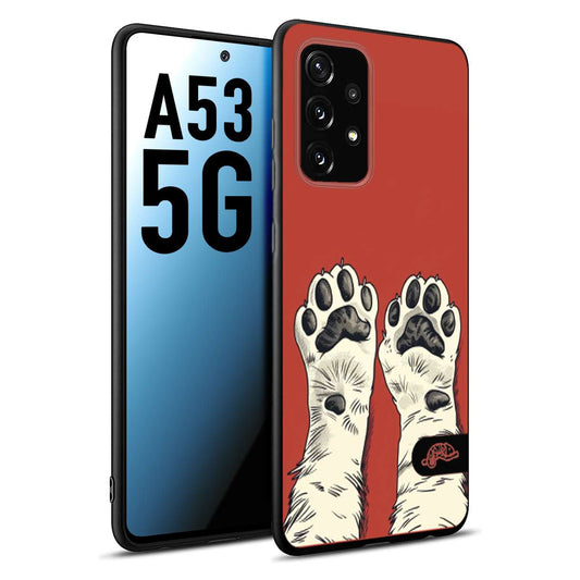 CUSTOMIZZA - Custodia cover nera morbida in tpu compatibile per Samsung A53 5G zampe di gatto cat paws rossa red disegnata fumetto cartoon