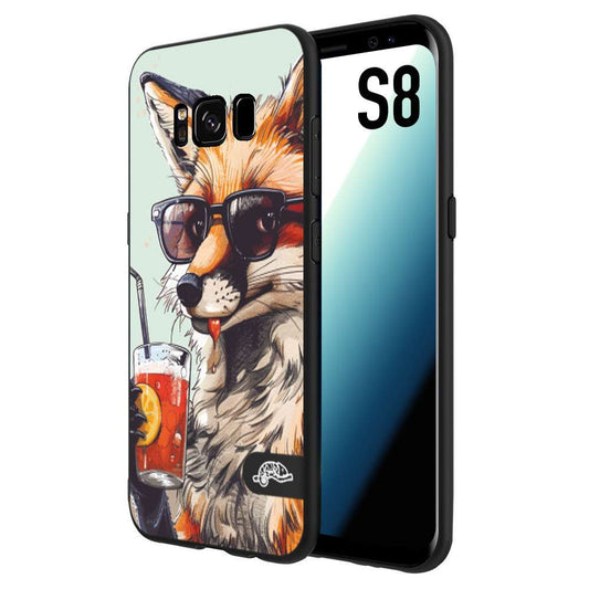 CUSTOMIZZA - Custodia cover nera morbida in tpu compatibile per Samsung S8 estate disegnata cocktails animali simpatici fox volpe negroni