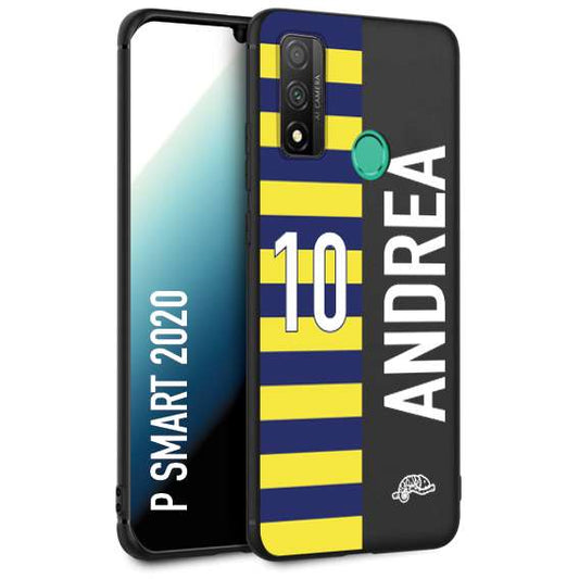 CUSTOMIZZA - Custodia cover nera morbida in tpu compatibile per Huawei P Smart 2020 personalizzata calcio football nome e numero calciatori giallo blu