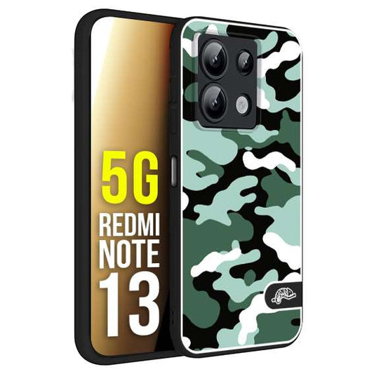 CUSTOMIZZA - Custodia cover nera morbida in tpu compatibile per Xiaomi Redmi Note 13 5G camouflage mimetico militare verde green