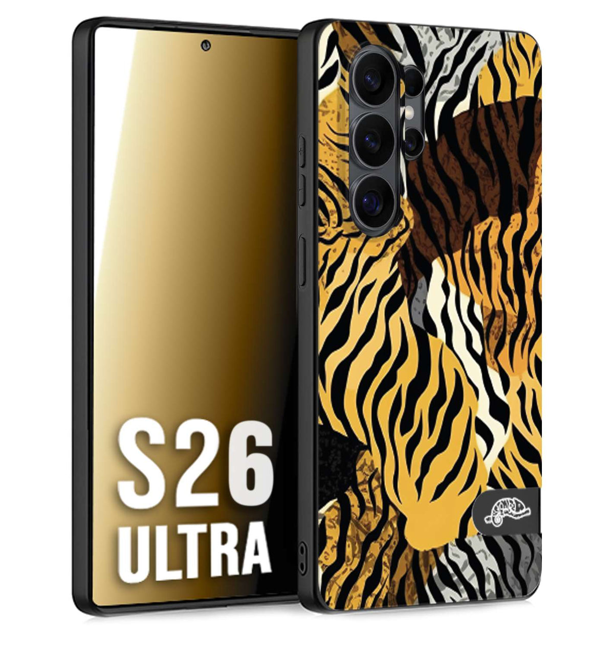 CUSTOMIZZA - Custodia cover nera morbida in tpu compatibile per Samsung S26 ULTRA leopardato tigrato tiger colorata donna fashion estate