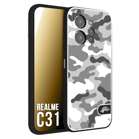 CUSTOMIZZA - Custodia cover nera morbida in tpu compatibile per Oppo Realme C31 camouflage mimetico militare bianco white