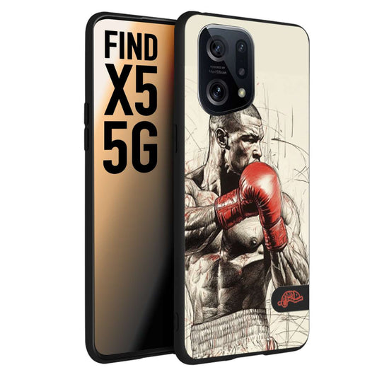 CUSTOMIZZA - Custodia cover nera morbida in tpu compatibile per Oppo Find X5 pugilato pugili disegno tattoo guantoni box sport ring