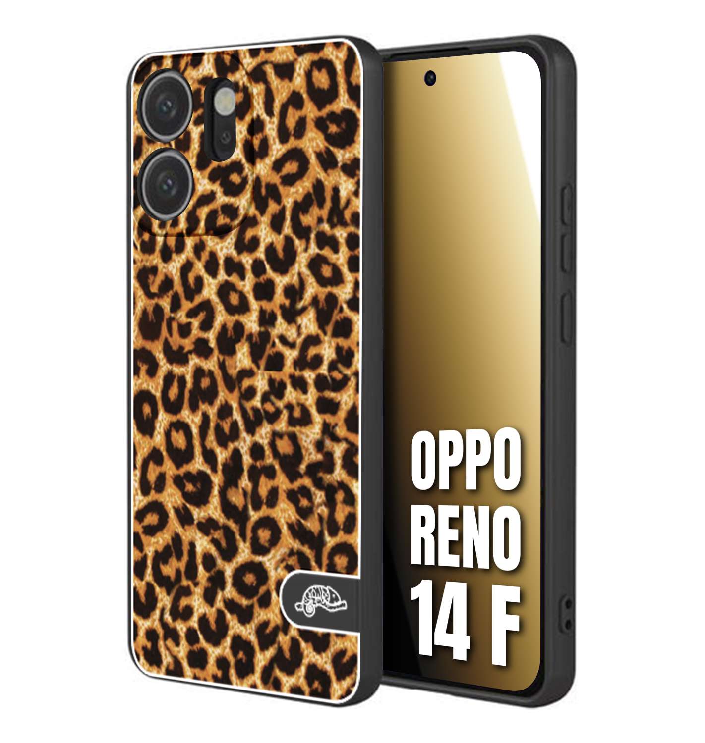 CUSTOMIZZA - Custodia cover nera morbida in tpu compatibile per Oppo Reno 14 F leopardato maculato donna marrone leopard brown