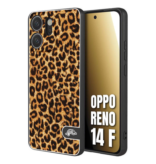 CUSTOMIZZA - Custodia cover nera morbida in tpu compatibile per Oppo Reno 14 F leopardato maculato donna marrone leopard brown