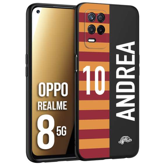 CUSTOMIZZA - Custodia cover nera morbida in tpu compatibile per Realme 8 5G personalizzata calcio football nome e numero calciatori giallo rossi