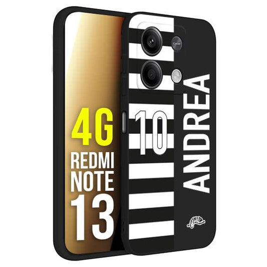 CUSTOMIZZA - Custodia cover nera morbida in tpu compatibile per Xiaomi Redmi Note 13 4G personalizzata calcio football nome e numero calciatori bianconera