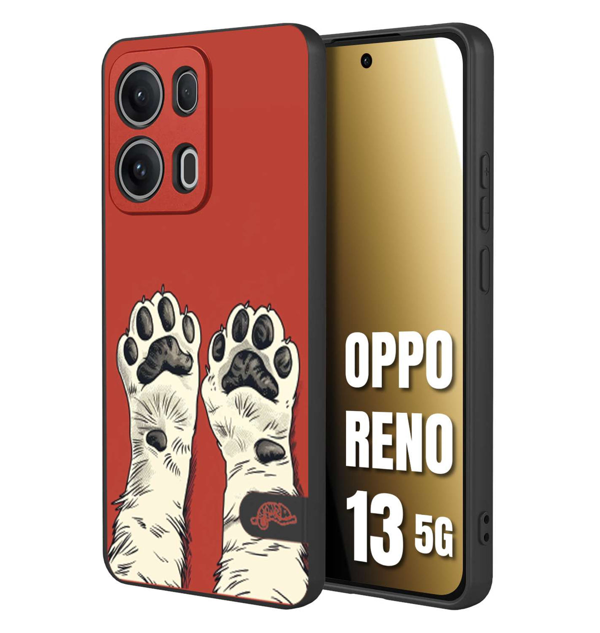 CUSTOMIZZA - Custodia cover nera morbida in tpu compatibile per Oppo Reno 13 5G zampe di gatto cat paws rossa red disegnata fumetto cartoon