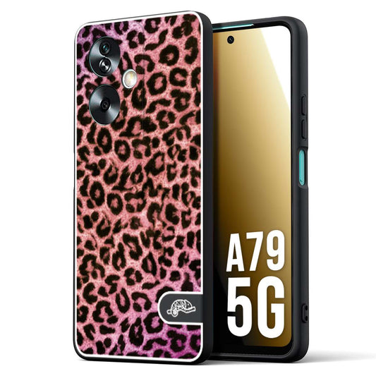 CUSTOMIZZA - Custodia cover nera morbida in tpu compatibile per Oppo A79 5G leopardato maculato donna rosa leopard