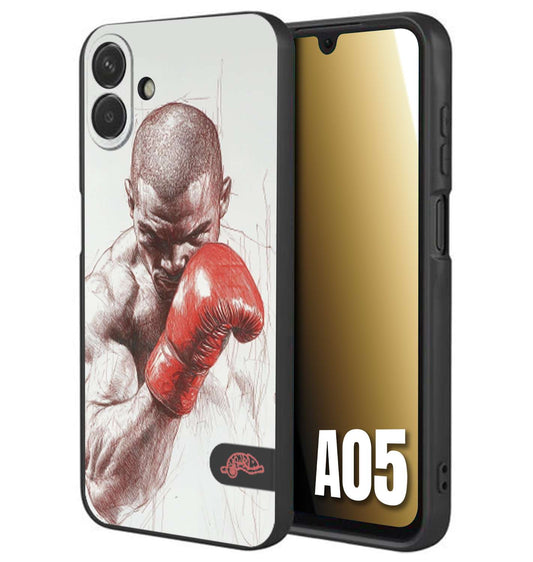 CUSTOMIZZA - Custodia cover nera morbida in tpu compatibile per Samsung A05 pugilato pugili disegno tattoo guantoni box sport primo piano