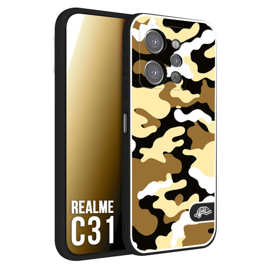 CUSTOMIZZA - Custodia cover nera morbida in tpu compatibile per Oppo Realme C31 camouflage mimetico militare giallo desert brown