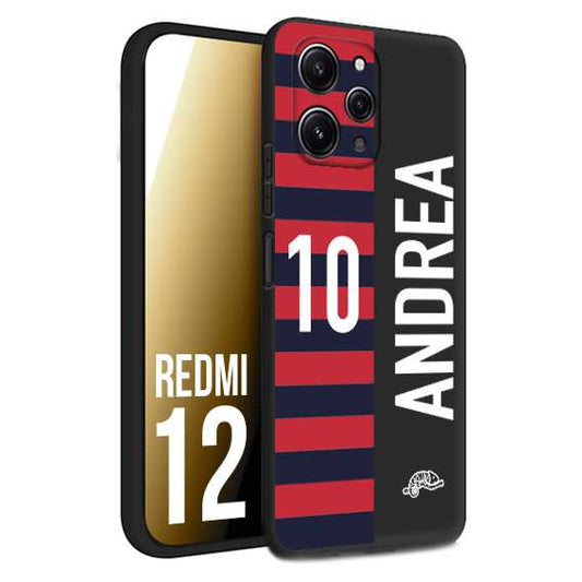 CUSTOMIZZA - Custodia cover nera morbida in tpu compatibile per Xiaomi Redmi 12 personalizzata calcio football nome e numero calciatori rossoblu