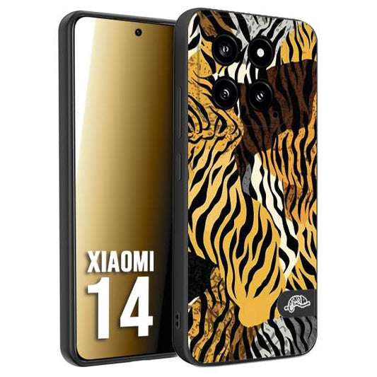 CUSTOMIZZA - Custodia cover nera morbida in tpu compatibile per Xiaomi 14 leopardato tigrato tiger colorata donna fashion estate
