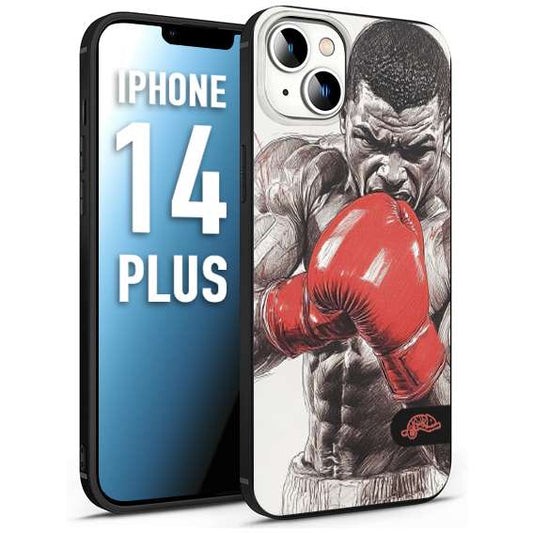 CUSTOMIZZA - Custodia cover nera morbida in tpu compatibile per iPhone 14 PLUS pugilato pugili disegno tattoo guantoni box pesi massimi gancio