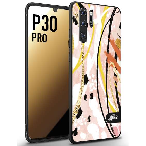 CUSTOMIZZA - Custodia cover nera morbida in tpu compatibile per Huawei P30 PRO fiori astratti donna zebrato leopardato fantasia dorata gialla rosa colorata