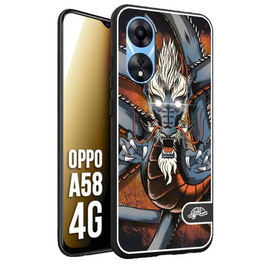 CUSTOMIZZA - Custodia cover nera morbida in tpu compatibile per Oppo A58 4G drago giapponese tattoo japan dragon