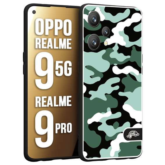 CUSTOMIZZA - Custodia cover nera morbida in tpu compatibile per Realme 9 5G - 9 PRO camouflage mimetico militare verde green