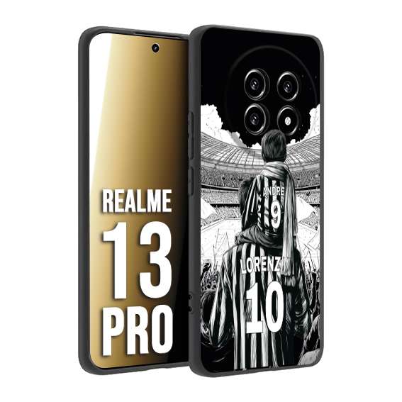 CUSTOMIZZA - Custodia cover nera morbida in tpu compatibile per Realme 13 PRO personalizzata calcio football nome e numero calciatori bianconeri bianca e nera