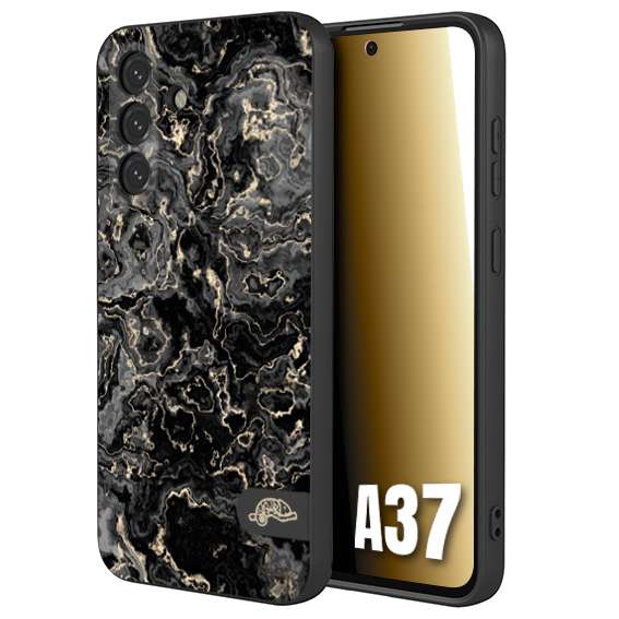 CUSTOMIZZA - Custodia cover nera morbida in tpu compatibile per Samsung A37 effetto marmo marble nero black venature dorato pietra