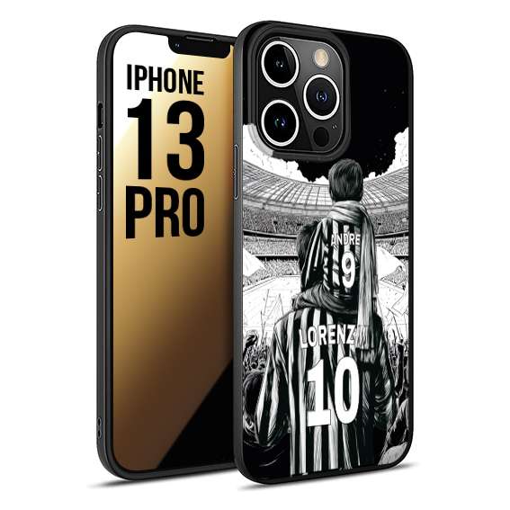 CUSTOMIZZA - Custodia cover nera morbida in tpu compatibile per iPhone 13 PRO personalizzata calcio football nome e numero calciatori bianconeri bianca e nera