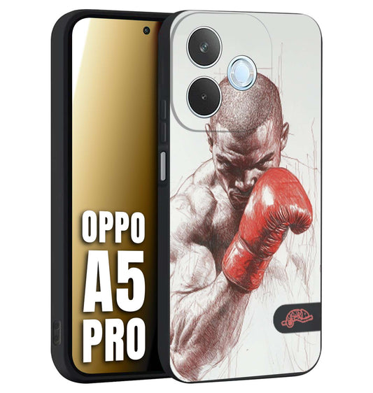 CUSTOMIZZA - Custodia cover nera morbida in tpu compatibile per Oppo A5 PRO pugilato pugili disegno tattoo guantoni box sport primo piano