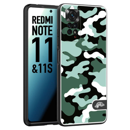 CUSTOMIZZA - Custodia cover nera morbida in tpu compatibile per Xiaomi Redmi Note 11 -  Note 11S camouflage mimetico militare verde green