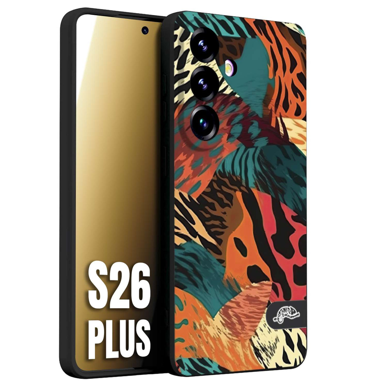 CUSTOMIZZA - Custodia cover nera morbida in tpu compatibile per Samsung S26 PLUS leopardato tigrato tiger colorata summer arancio verde fucsia