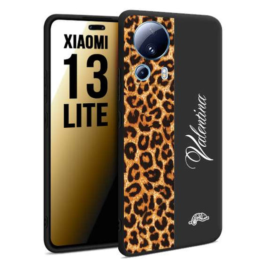 CUSTOMIZZA - Custodia cover nera morbida in tpu compatibile per Xiaomi 13 LITE custom nome scritta leopardato maculato donna marrone leopard