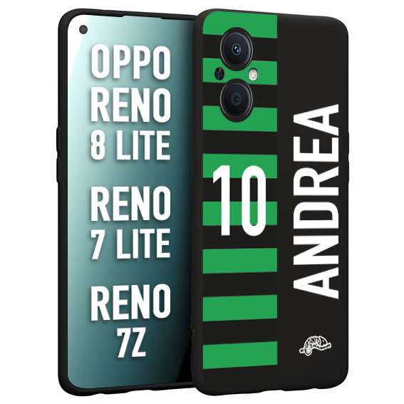 CUSTOMIZZA - Custodia cover nera morbida in tpu compatibile per Oppo Reno 7 Lite - 8 Lite - 7Z personalizzata calcio football nome e numero calciatori neroverde